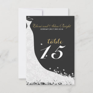 Elegant White Lace Wedding Dress Table 15 Invitation