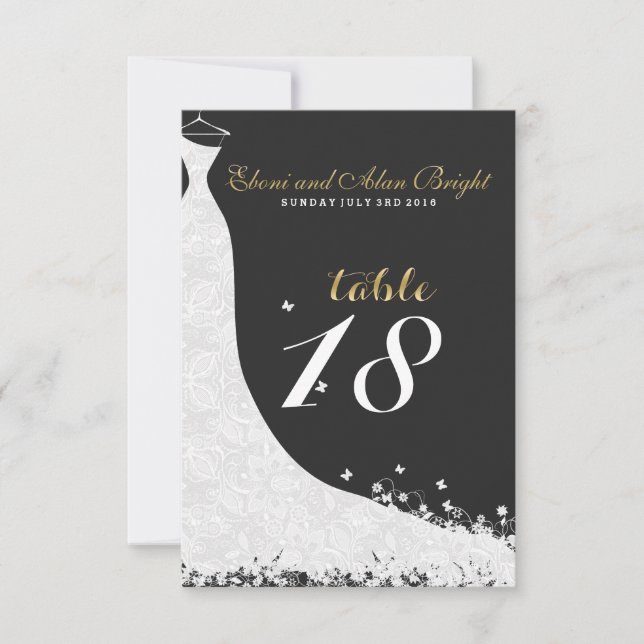 Elegant White Lace Wedding Dress Table 18 Invitation (Front)
