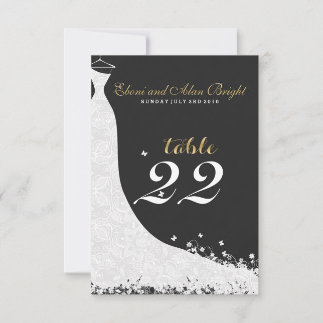 Elegant White Lace Wedding Dress Table 22 Invitation (Front)