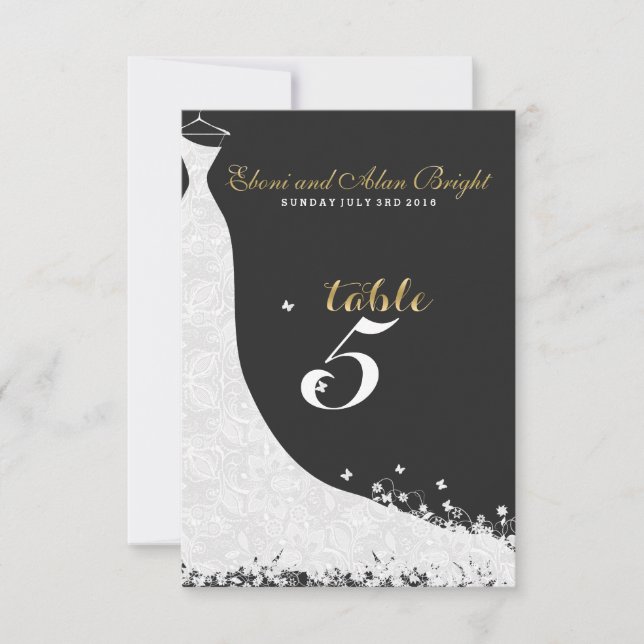 Elegant White Lace Wedding Dress Table 5 Invitation (Front)