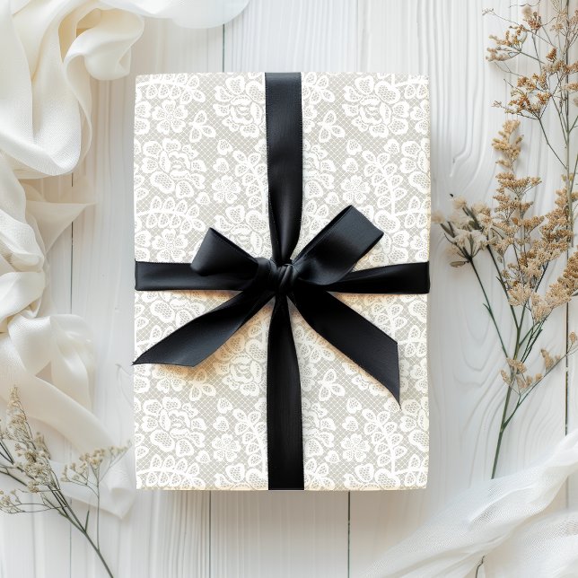 Elegant White Lace  Wrapping Paper (Elegant White Lace Wrapping Paper)
