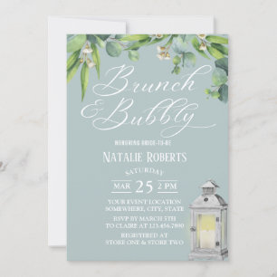 Elegant White Lantern & Foliage Bridal Brunch Invitation