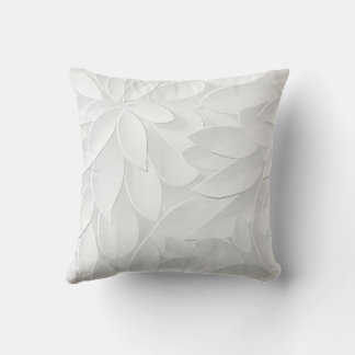 Elegant White Leaf Cushion