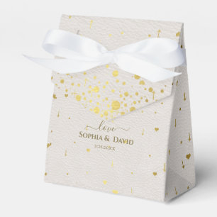 Elegant White Leather Gold Confetti Wedding  Favour Box