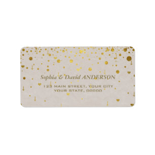 Elegant White Leather Gold Confetti Wedding  Label