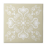 Elegant White Light Beige Azulejo Pattern A01c Ceramic Tile<br><div class="desc">Stylish Elegant Chic Azulejo Portuguese Mediterranean Traditional style Modern pattern ceramic tile white on a light beige sand yellow background. Perfect for interior design or backsplash. For other colour variations contact the designer. You can check how the pattern looks like when the tiles are put together on this link: https://www.zazzle.com/azulejo_white_purple_pattern_a01c_scrapbook_paper-256155449889751834...</div>