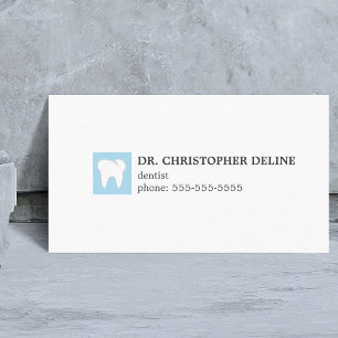 Elegant White & Light Blue Dental Office Business Card