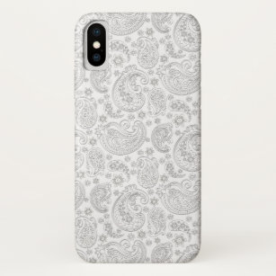 Elegant White & Light Grey Vintage Paisley Pattern Case-Mate iPhone Case