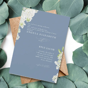 Elegant White Lilacs Periwinkle Invitation
