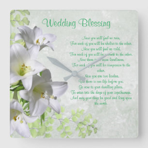 Elegant White Lilies Apache Wedding Blessing Square Wall Clock