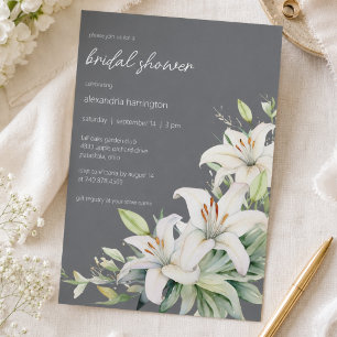 Elegant White Lilies Bridal Shower Invitation