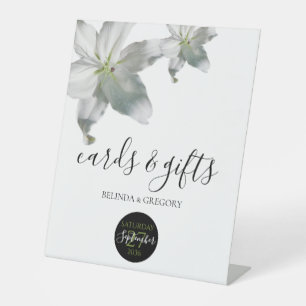 Elegant White Lilies Wedding Cards & Gifts Pedestal Sign