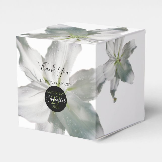 Elegant White Lilies Wedding  Favour Box (Front Side)