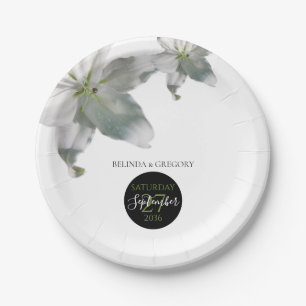 Elegant White Lilies Wedding   Paper Plate