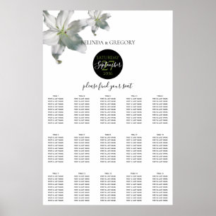 Elegant White Lilies Wedding Seating Chart