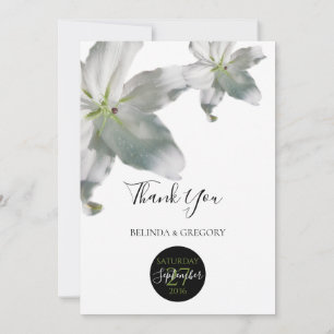 Elegant White Lilies Wedding Thank You Card
