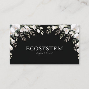 Elegant White Lily and Orchid Black Sympathy Business Card
