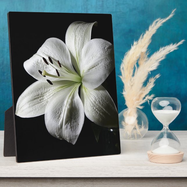 Elegant White Lily Photo Plaque (Side)