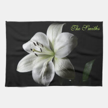 Elegant White Lily Towel *Personalise*