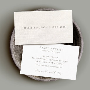 Elegant  White Linen Look Professional  Business Card