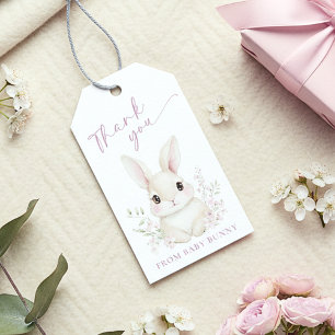 Elegant White Little Bunny Thank You Gift Tags