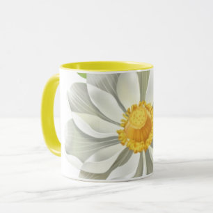 Elegant White Lotus Illustration Minimalist Floral Mug