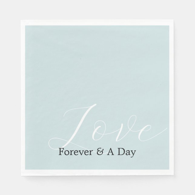 Elegant White Love Aqua Mint Wedding Napkin (Front)