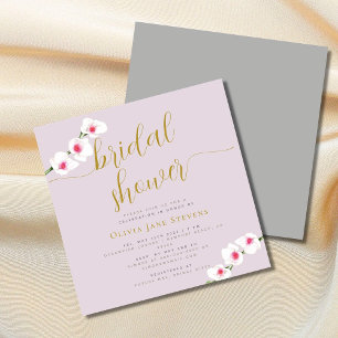 Elegant White Magenta Orchid Pearl Bridal Shower Invitation