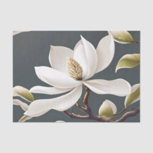 Elegant White Magnolia Flower Tissue Paper