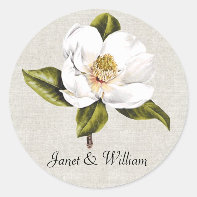 Elegant White Magnolia Wedding Envelope Seal (Front)