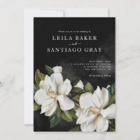 Elegant White Magnolia Wedding Invitation