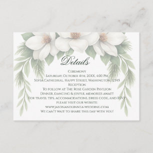 Elegant White Magnolia Wedding Pine Tree Frame Enclosure Card