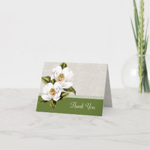Elegant White Magnolias Wedding Thank You Card
