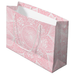 Elegant white mandala design large gift bag