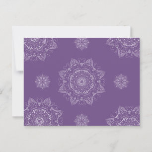 Elegant White Mandala Pattern on Purple Background Postcard