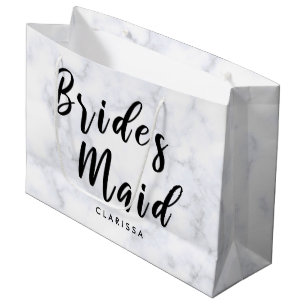 Elegant white marble & black bridesmaid large gift bag