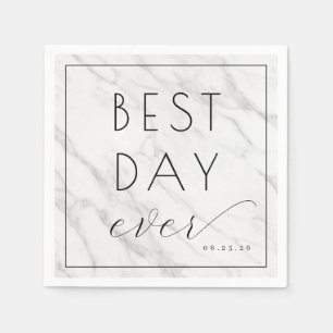 Elegant White Marble Calligraphy Napkin