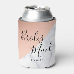 Elegant white marble & copper rose gold bridesmaid can cooler