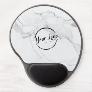 Elegant white marble custom logo gel mouse pad