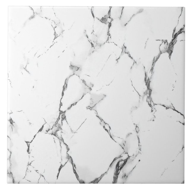 Elegant White Marble Effect Ceramic Tile (Front)