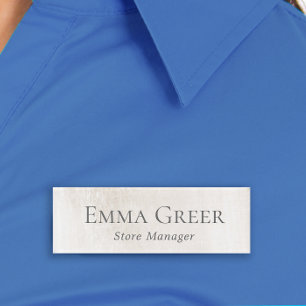 Elegant White Marble Employee Staff  Name Tag