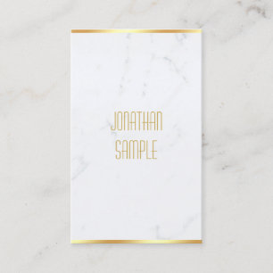 Elegant White Marble Gold Name Modern Template Business Card
