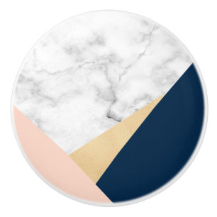elegant white marble gold peach blue colour block ceramic knob