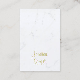 Elegant White Marble Gold Script Luxurious Plain Business Card