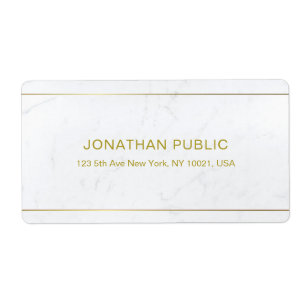 Elegant White Marble Gold Text Simple Top Shipping