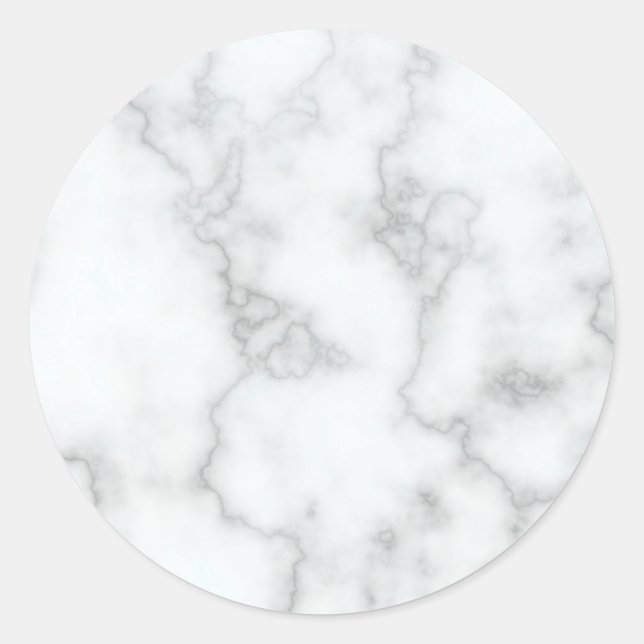 Elegant White Marble Look Classic Round Sticker (Front)