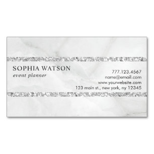 Elegant White Marble Magnetic Business Card