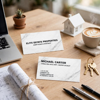 Elegant White Marble Minimalist Business Card