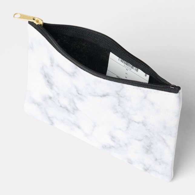 Elegant White Marble Modern Accessory Pouch (Open)