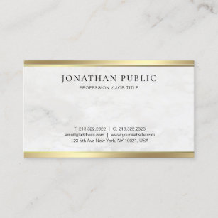 Elegant White Marble Modern Gold Simple Template Business Card